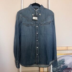 Joe’s Jeans Denim Western Shirt Pearl Snap Size M NWT